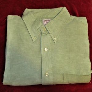BROOKS BROTHERS PALE GREEN 100% LINEN L/S SHIRT-L